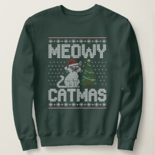 Meow Catmas - Stickad ful julkat T Shirt