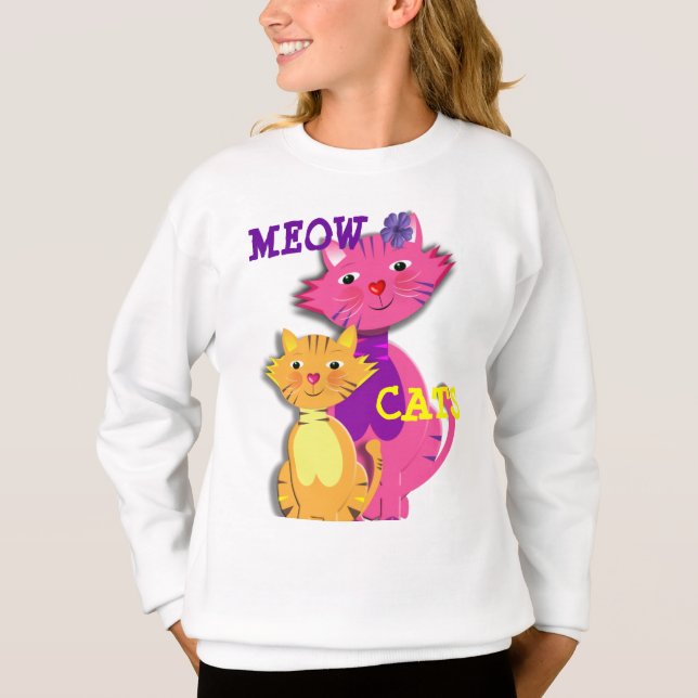Meow Cats Cute Girly Kattdjur Toppar Tee (Framsida)