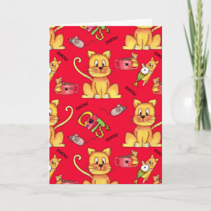 Meow Cats Red Funny Cat Dam Birthday Kort