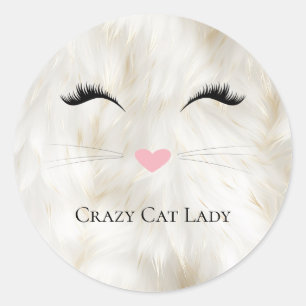Meow Crazy Cat Dam Runt Klistermärke