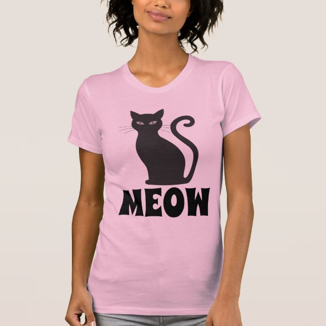 MEOW CUTE BLACK CAT T-SHIRTS (Framsida)