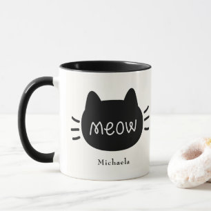 Meow Cute Cat Ansikte Mugg