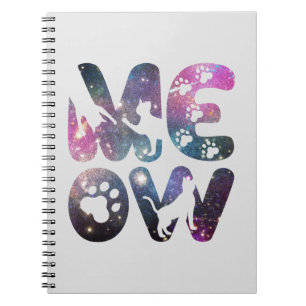 Meow - Cute Cat Silhouettes och Tass avtryck Desig Anteckningsbok