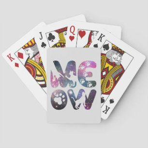 Meow - Cute Cat Silhouettes och Tass avtryck Desig Casinokort
