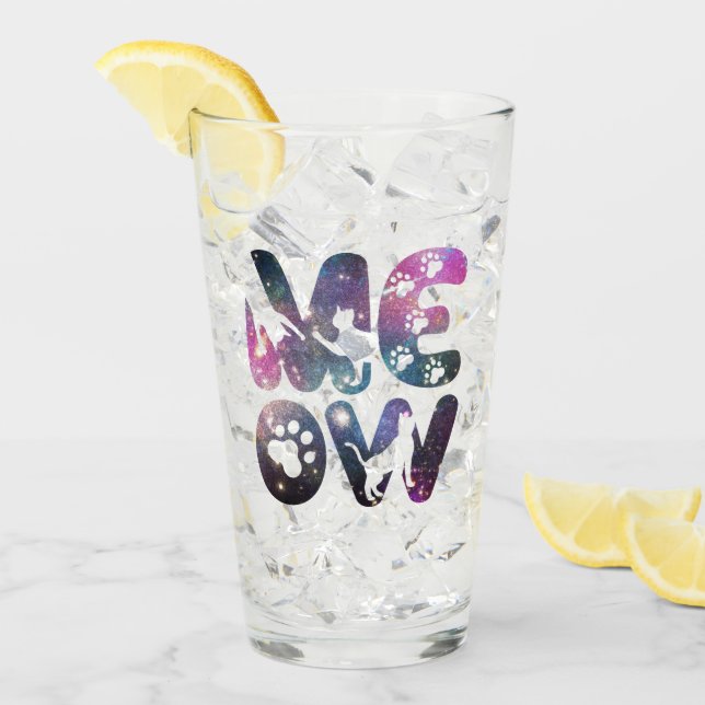 Meow - Cute Cat Silhouettes och Tass avtryck Desig Glaskopp (Framsida Ice)