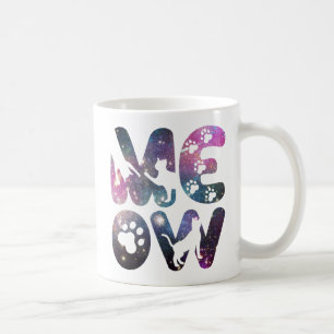 Meow - Cute Cat Silhouettes och Tass avtryck Desig Kaffemugg