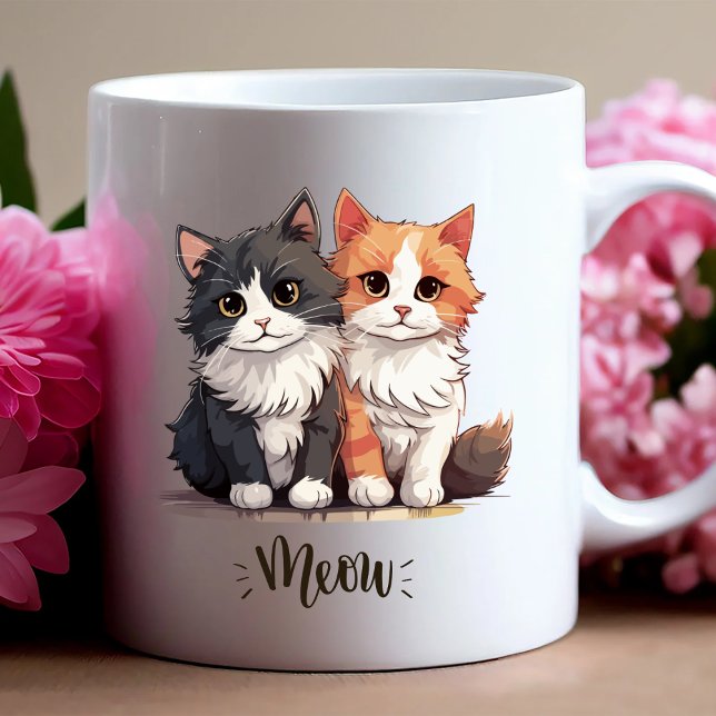 "Meow" Cute Duo Mugg (Skapare uppladdad)