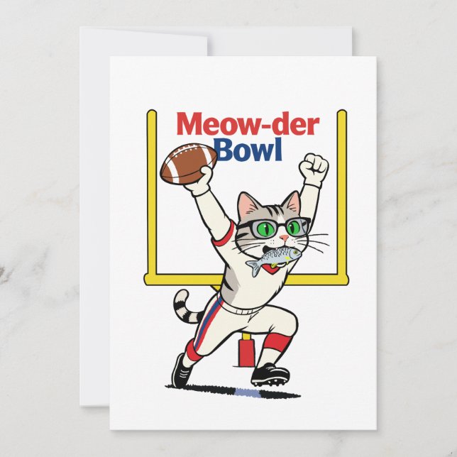Meow-der Bowl Mästare Katt Fotboll  Inbjudningar (Framsida)