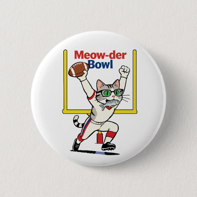 Meow-der Bowl Mästare Katt Fotboll  Knapp (Framsida)