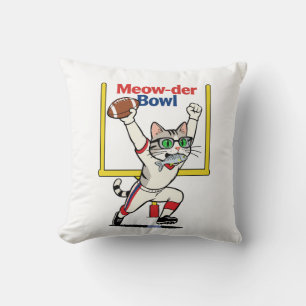 Meow-der Bowl Mästare Katt Fotboll Kudde