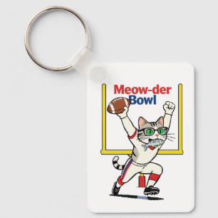 Meow-der Bowl Mästare Katt Fotboll Nyckelring