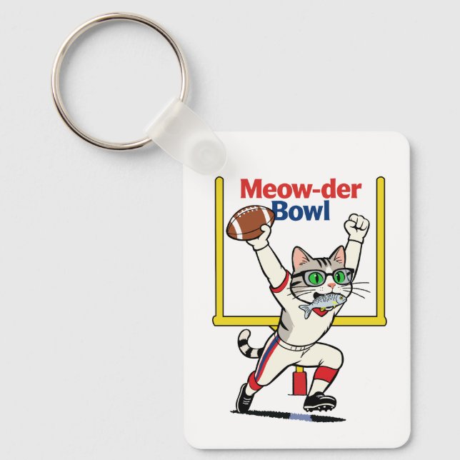 Meow-der Bowl Mästare Katt Fotboll  Nyckelring (Framsida)