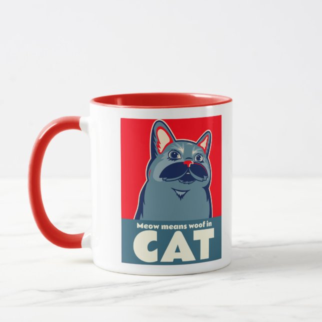 Meow-elak av katt, gulligt citat kaffe mugg (Vänster)