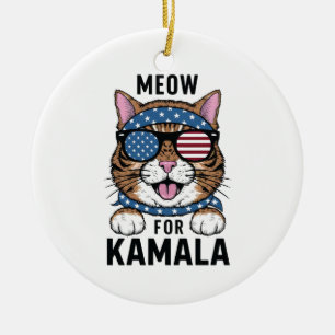 Meow for Kamala Valection Cat Dam Gift Julgransprydnad Keramik