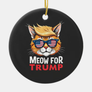 Meow for Trump Cat Kitten Val Vote Julgransprydnad Keramik