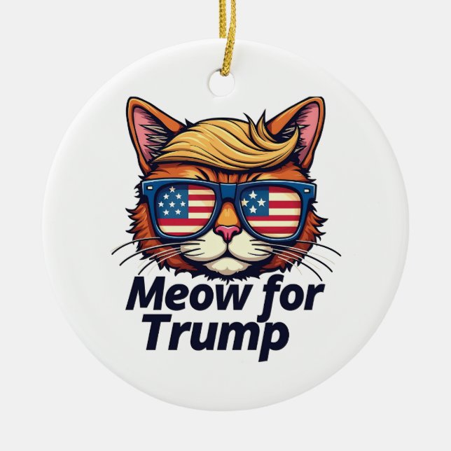 Meow för Trump Gör katter Säkra igen Julgransprydnad Keramik (Framsidan)