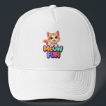 Meow Fun - Cute Smiling Cat Hat Keps<br><div class="desc">Top off your look with playful charm! This “Meow Fun” hat features an irresistibly cute smiling cat and bold, colorful text in kawaii style. Designed for cat lovers, fun-loving girls, and anyone who adores a joyful aesthetic, this cap adds a splash of personality to any casual outfit. Whether at school,...</div>