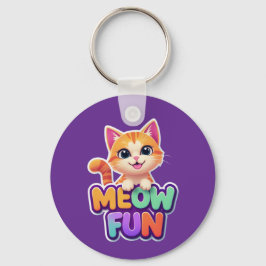 Meow Fun - Cute Smiling Cat Keychain Nyckelring