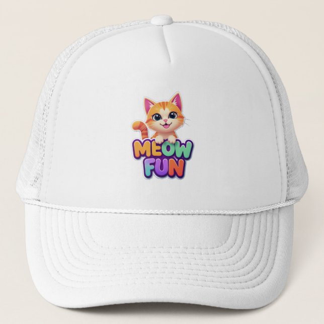 Meow Fun - Sött Leende Katt Hatt Keps (Framsida)