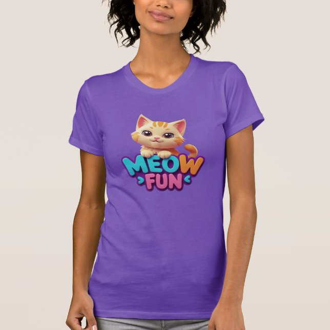 Meow Fun - Sweet Look Cat T-Shirt  (Framsida)