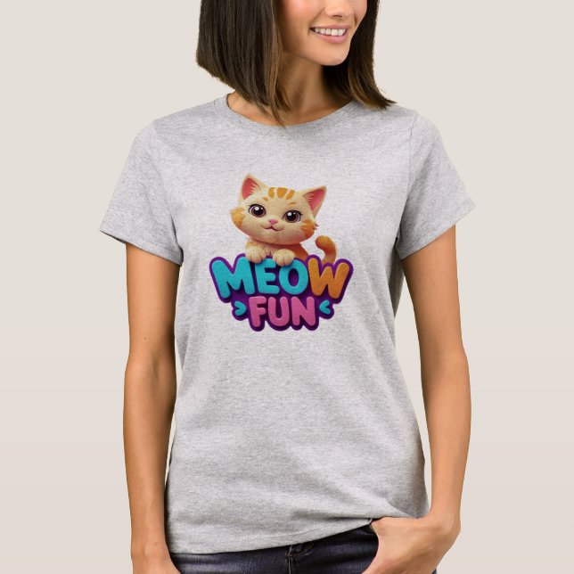 Meow Fun - Sweet Look Cat T-Shirt (Framsida)