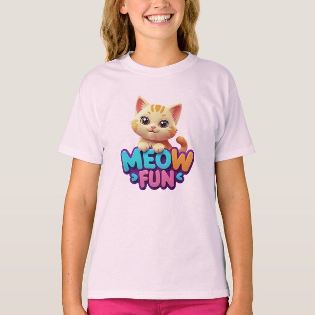 Meow Fun - Sweet Look Cat T-Shirt (Framsida)