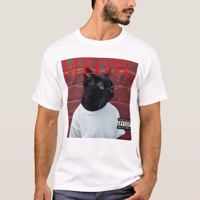 MEOW Funny Cat Kendrick Hip hop Rap Album Parody T Shirt (Framsida)