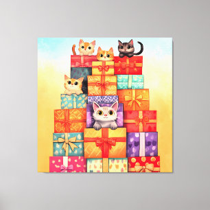 Meow Gift Birthday Torn Canvastryck