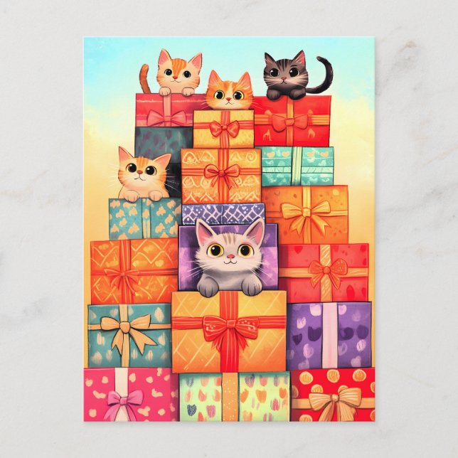 Meow Gift Birthday Torn Helg Vykort (Framsida)