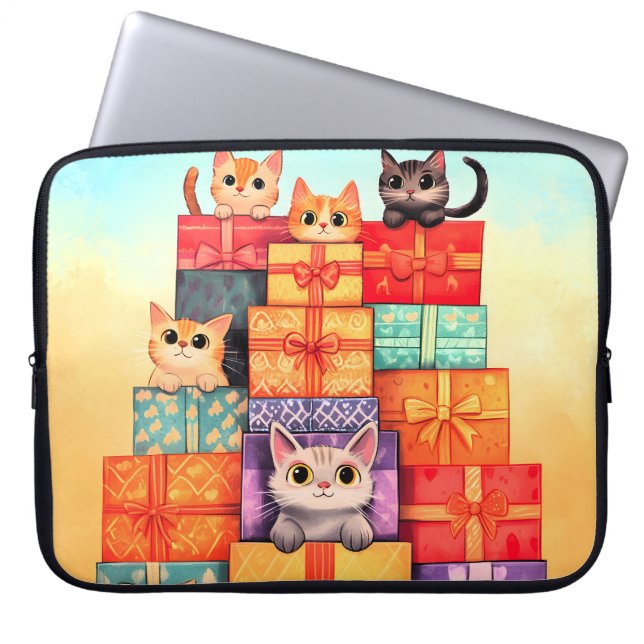 Meow Gift Birthday Torn Laptop Fodral (Framsidan)