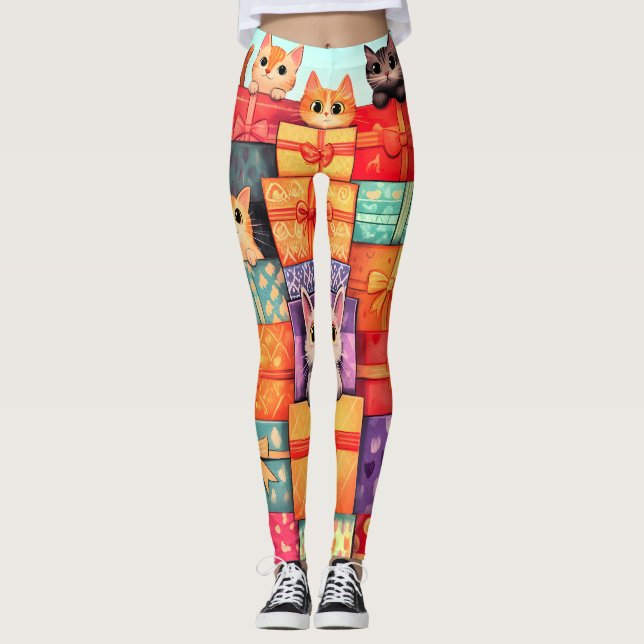 Meow Gift Birthday Torn Leggings (Framsida)