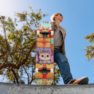 Meow Gift Birthday Torn Mini Skateboard Bräda 18,5 Cm