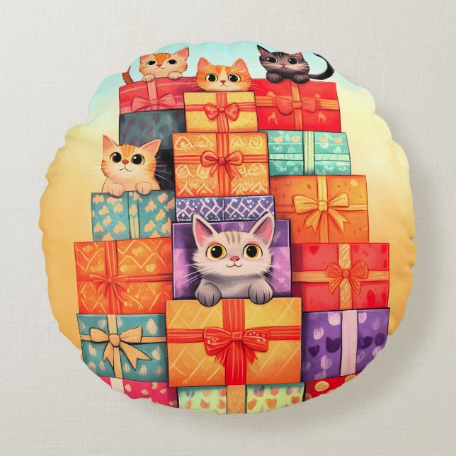 Meow Gift Birthday Torn Rund Kudde (Framsidan)