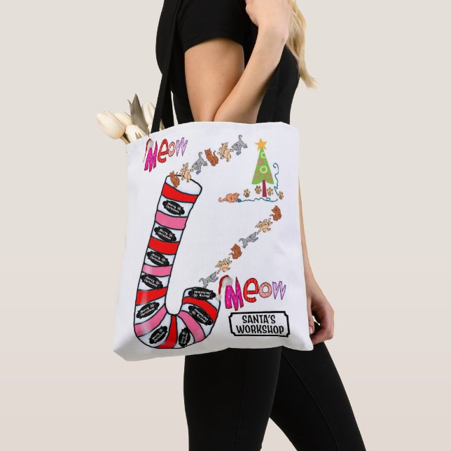 Meow God jul Women's Tote bags Tygkasse (Närbild)