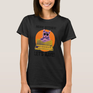 Meow gör att rave Techno Cat Synthesizer Rave Synt T Shirt