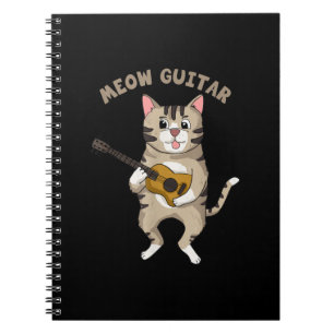 Meow Guitar Cute Cat som spelar Guitar Funny Kattu Anteckningsbok