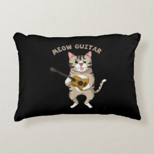 Meow Guitar Cute Cat som spelar Guitar Funny Kattu Prydnadskudde