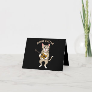 Meow Guitar Cute Cat som spelar Guitar Funny Kattu Tack Kort