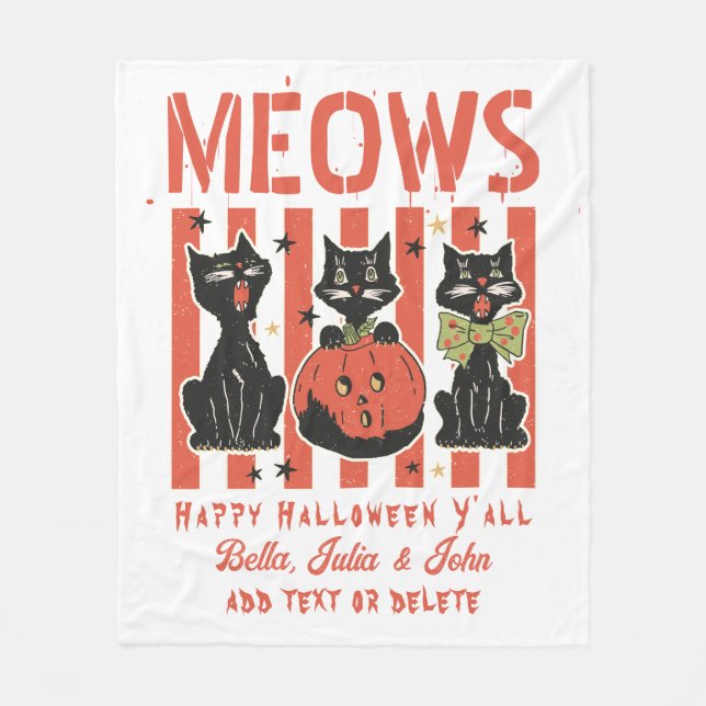 Meow Halloween Black Cat Pet Shop Bus eller godis Fleecefilt (Framsidan)