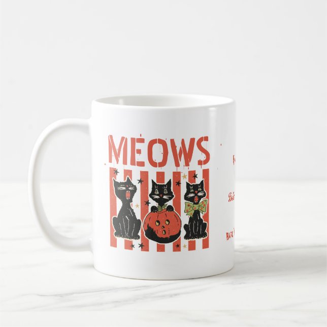 Meow Halloween Black Cat Pet Shop Bus eller godis Kaffemugg (Vänster)