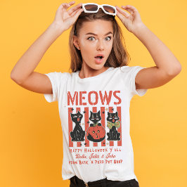 Meow Halloween Black Cat Pet Shop Bus eller godis T Shirt
