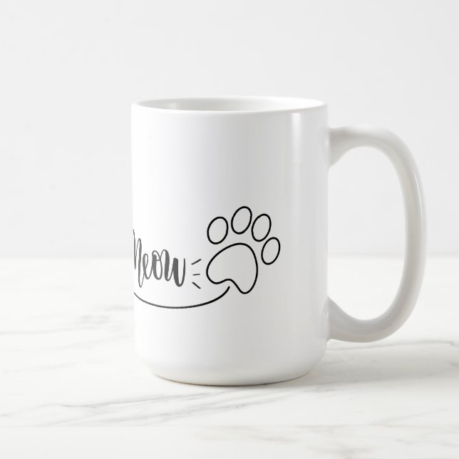 Meow heart and paw, mug for cat owners kaffemugg (Höger)