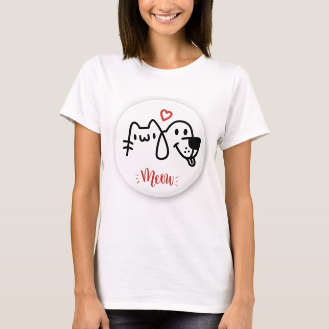 Meow Heart | Cute Cat Lover T-Shirt (Framsida)
