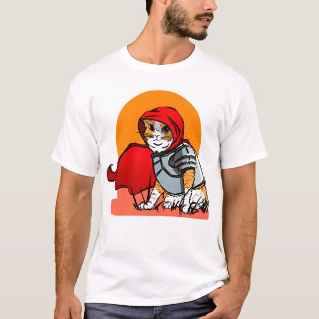 Meow Hero Cat Knight T Shirt (Framsida)