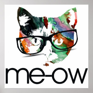 Meow hipster kattunge poster