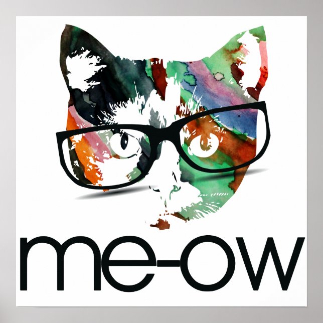 Meow hipster kattunge poster (Framsidan)