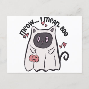 Meow I Elak Boo Black Cat Halloween Helg Vykort