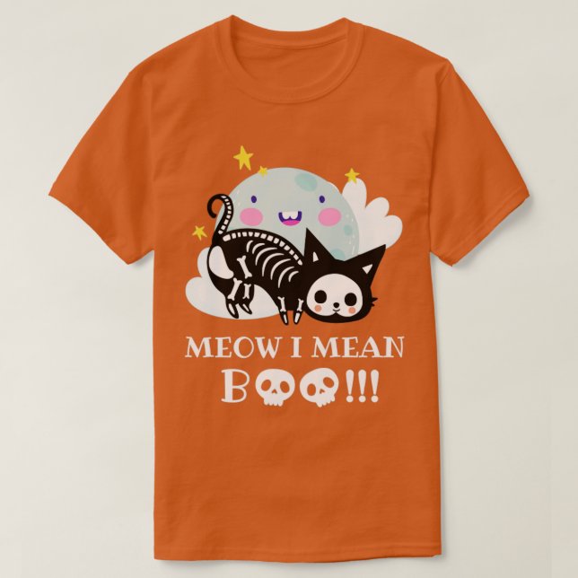Meow i elak boo cat halloween cat lover t shirt (Design framsida)