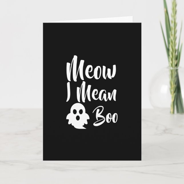 Meow I Elak Boo-catoween-halloween-roligt Kort (Framsida)