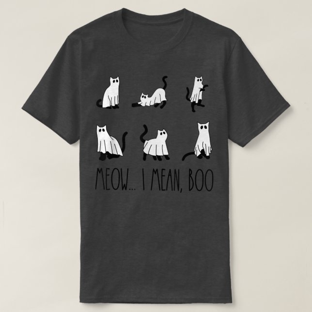 Meow I Elak Boo Ghost Cat Spooky Vibes Funny Hallo T Shirt (Design framsida)